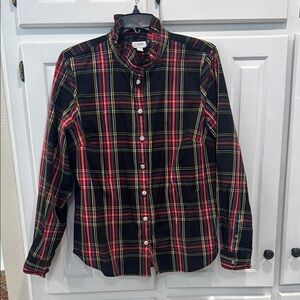 J Crew Holiday Plaid Embellished Buttons